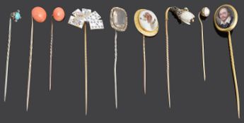 An interesting collection of novelty and other Victorian and later stickpins