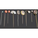 An interesting collection of novelty and other Victorian and later stickpins