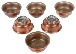 A set of six 19th century Indian copper teabowls