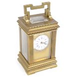 A late 19th century Fr. gilt brass five pane miniature carriage clock