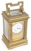 A late 19th century Fr. gilt brass five pane miniature carriage clock