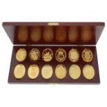 Lim Ed set of twelve 22 carat gold plated silver ingots; arms of the Prince and Princess of Wales