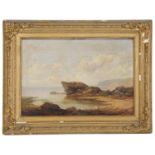 19th c. Brit. School 'View of a rocky coastal seashore', oil on canvas