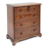 Edwardian mahogany tabletop stationary cabinet in the form a miniature George III chest of drawers