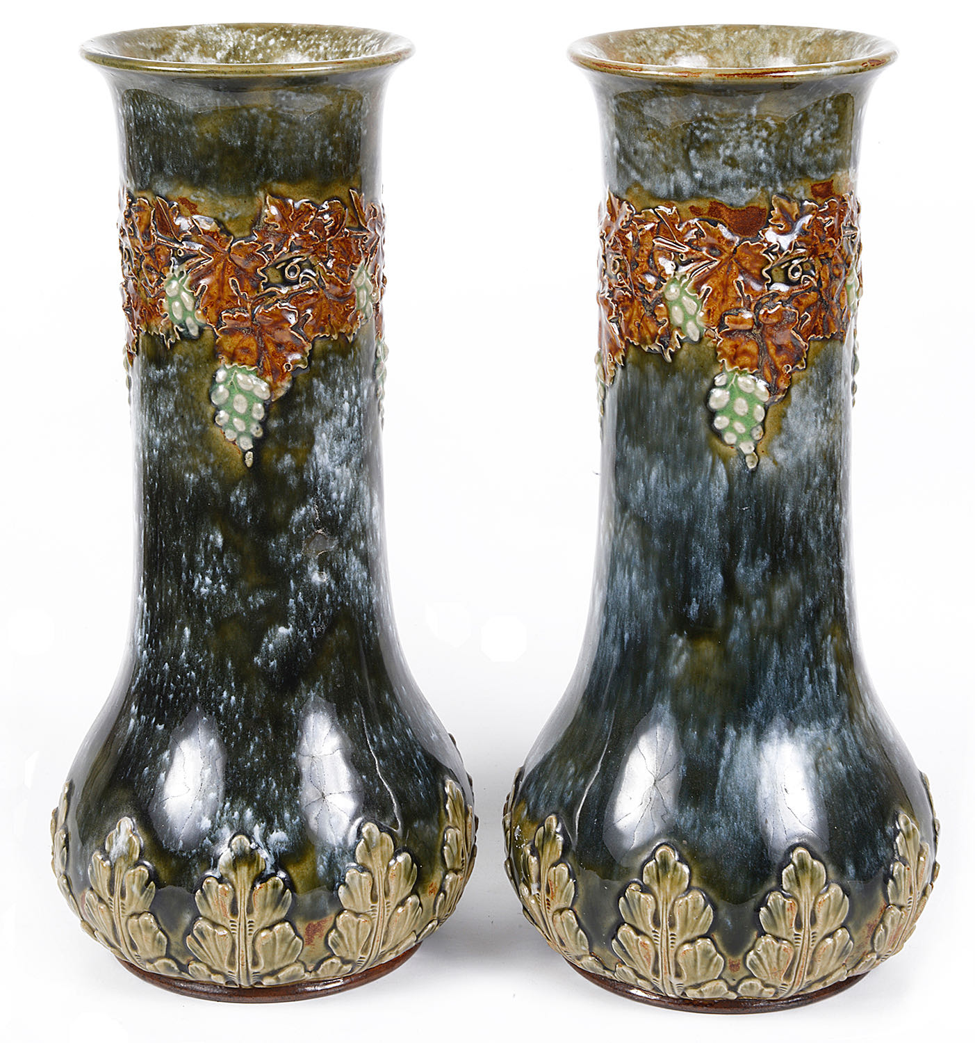 A pair of Royal Doulton stoneware vases