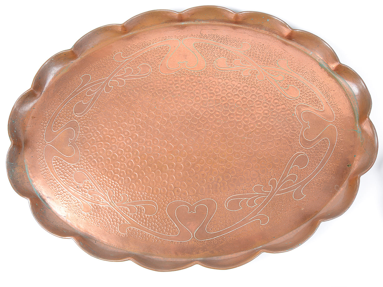 Three Continental Jugendstil repousse copper trays - Image 4 of 4