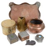 A collection of Arts and Crafts metal ware