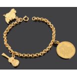 An Oriental yellow metal charm bracelet