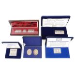 A collection of cased limited edition silver ingots relating to the Silver Jubilee