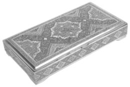 A Persian .840 silver table cigarette box