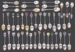 A collection of early 20th century silver souvenir teaspoons