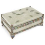 An early 20th Century Chinese celadon jadeite and enamelled silver gilt mounted table cigarette box