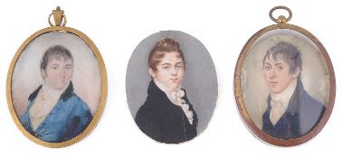 Three early 19th century Brit. School portrait miniatures of young gentlemen