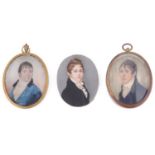 Three early 19th century Brit. School portrait miniatures of young gentlemen