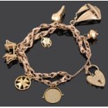 A 9ct gold fancy link charm bracelet