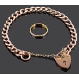 A 9ct gold rose gold flat curb link bracelet