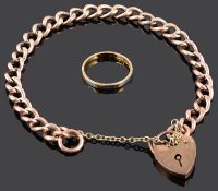 A 9ct gold rose gold flat curb link bracelet