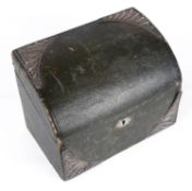 A late Victorian silver mounted dark green Morocco leather domed stationary/correspondence box