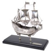 A contemporary Italian silver model of a galleon under sail, 'The Half Moon'