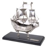 A contemporary Italian silver model of a galleon under sail, 'The Half Moon'