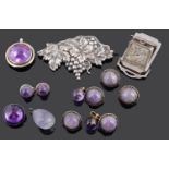 A small collection of mainly amethyst set items