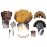 A collection of Victorian and later tortoiseshell hair combs