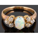 An attractive Edwardian opal and diamond ring