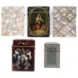 Five 19th century visiting card cases