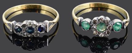 Two delicate Georgian, early Victorian diamond and gem set rings