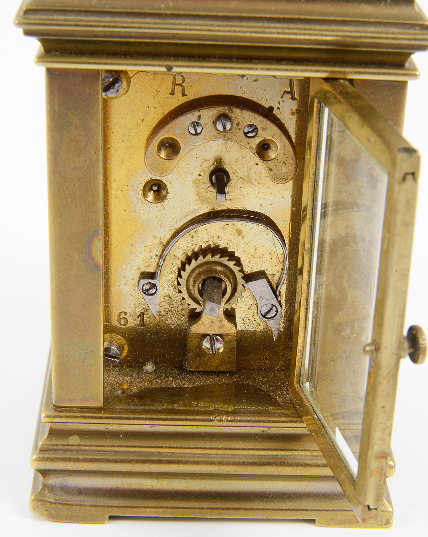 A late 19th century Fr. gilt brass five pane miniature carriage clock - Image 3 of 3