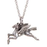 A contemporary silver Pegasus pedant charm