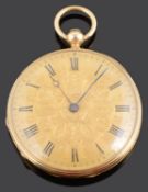 A ladies late 19th century Swiss 18K gold open faced pocket watch