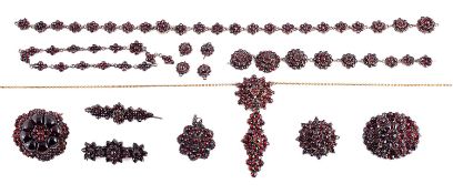 A collection of mainly Victorian Bohemian garnet set jewellery