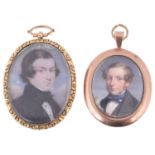 Two 19th Century Brit. School portrait miniatures of gentlemen