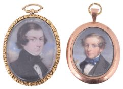 Two 19th Century Brit. School portrait miniatures of gentlemen