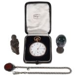 A late 19th century Fr. silver, gold and gunmetal open faced pocket watch