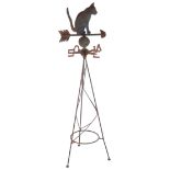 A Fr. black painted wrought iron weather vane