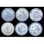 Six 18th/19th century Chinese export ware blue and white plates