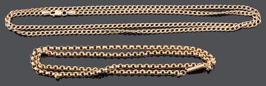 A 9ct gold faceted belcher chain link necklace
