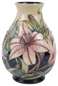 A modern Moorcroft Pottery 'Lilies of the field' vase designed by Rachel Bishop,