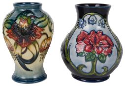 Two modern Moorcroft Pottery trial vases 'April' and 'Anna' (2)