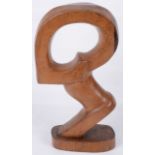 A 20th century carved hardwood Modernist figure of stylised female form
