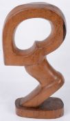 A 20th century carved hardwood Modernist figure of stylised female form