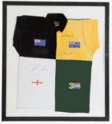 A framed Four Nations Rugby shirt