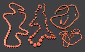 A collection of coral jewellery (6)