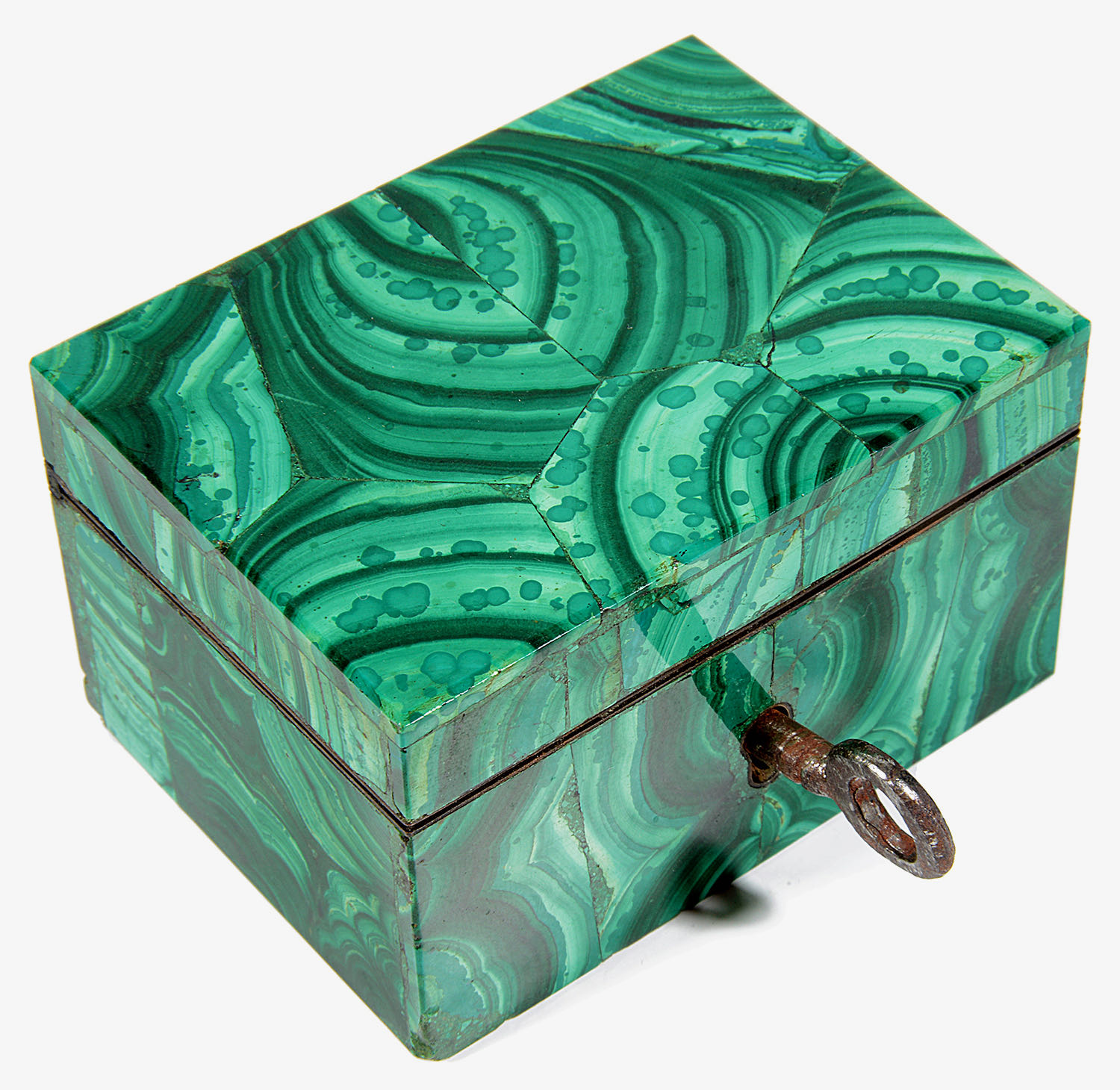 A small 19th Century Russian rectangular malachite box