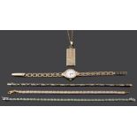 A diamond set line bracelet and a small collection of related items (Qty)
