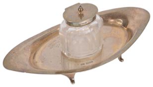 A George V silver inkstand