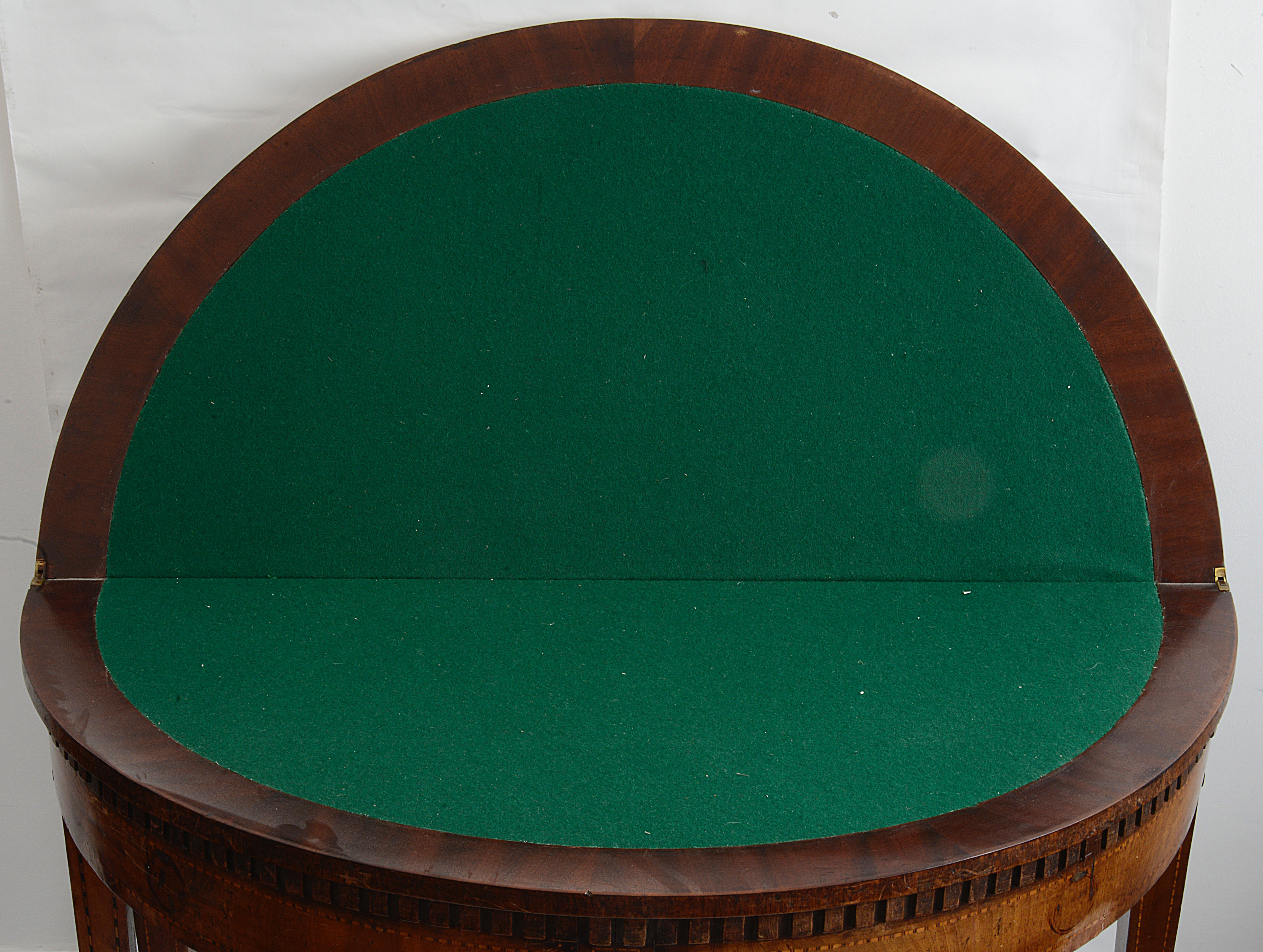 A late 18th century Dutch mahogany demi-lune card table - Image 2 of 3