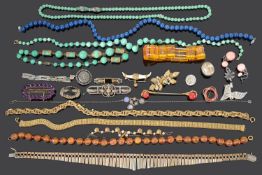 A collection of Victorian jet and later costume jewellery